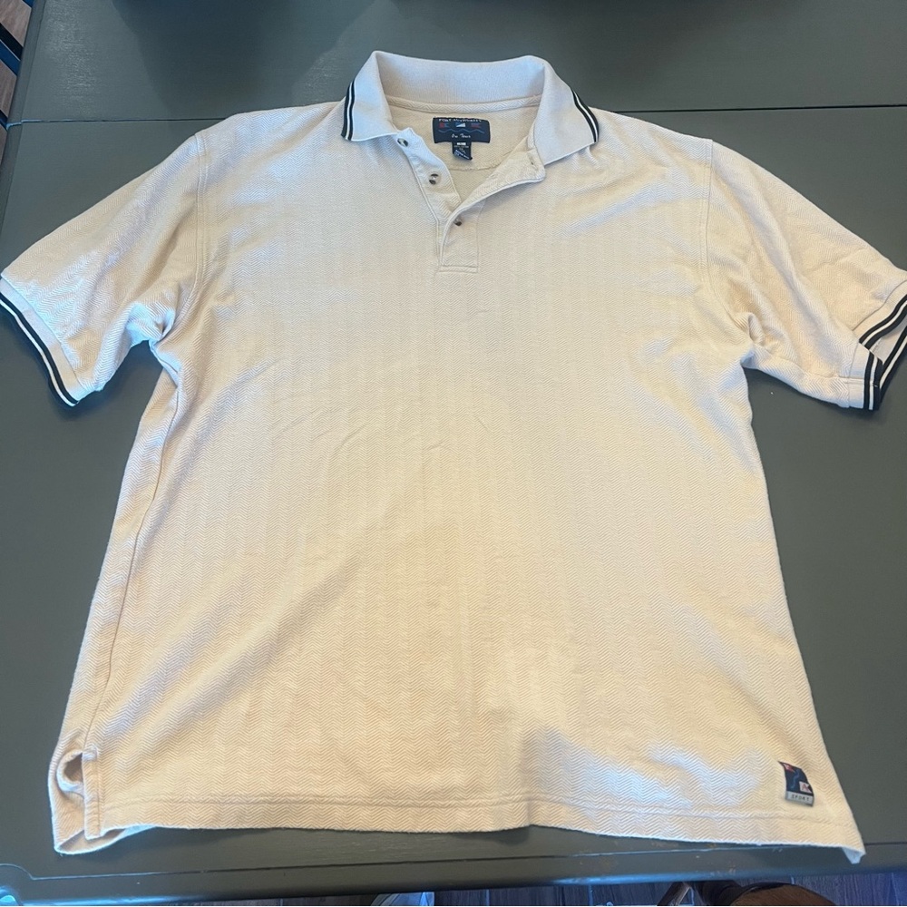 Port Authority Cream Polo with Navy Trim